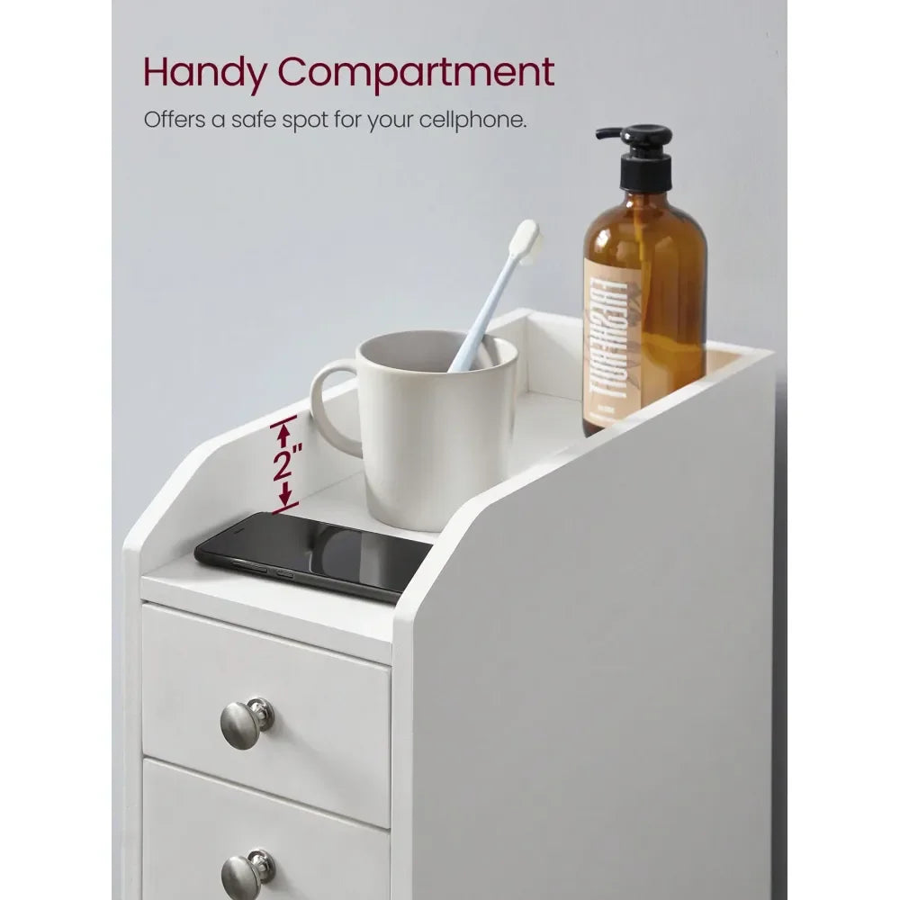 XMSJ Slim Bathroom Storage Cabinet With Toilet Paper Holder
