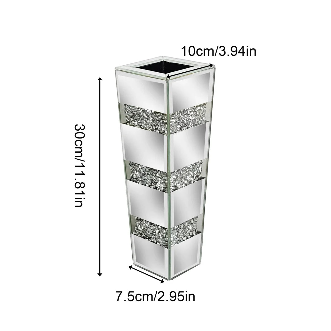 Modern Floor Vase With Crystal Mirrored Finish And Elegant Design