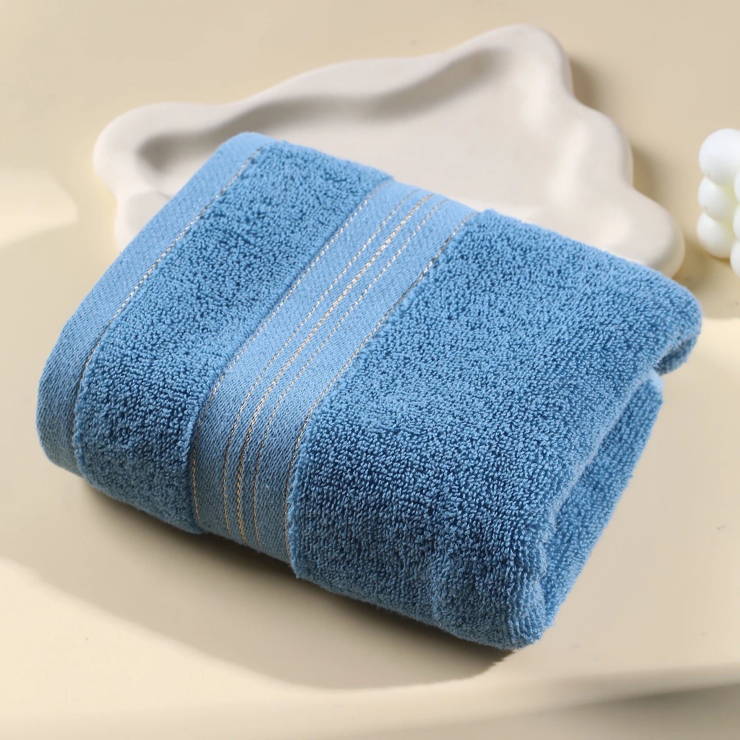 Premium Absorbent Cotton Towels With Elegant Gold Trim