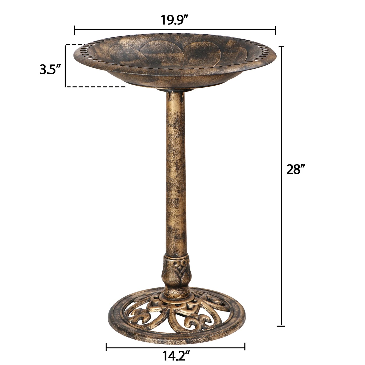 Pedestal Bird Bath Freestanding Antique Green Garden Decor