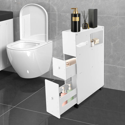 PVC Narrow Bathroom Storage Cabinet With Drawers Capacity 50kg