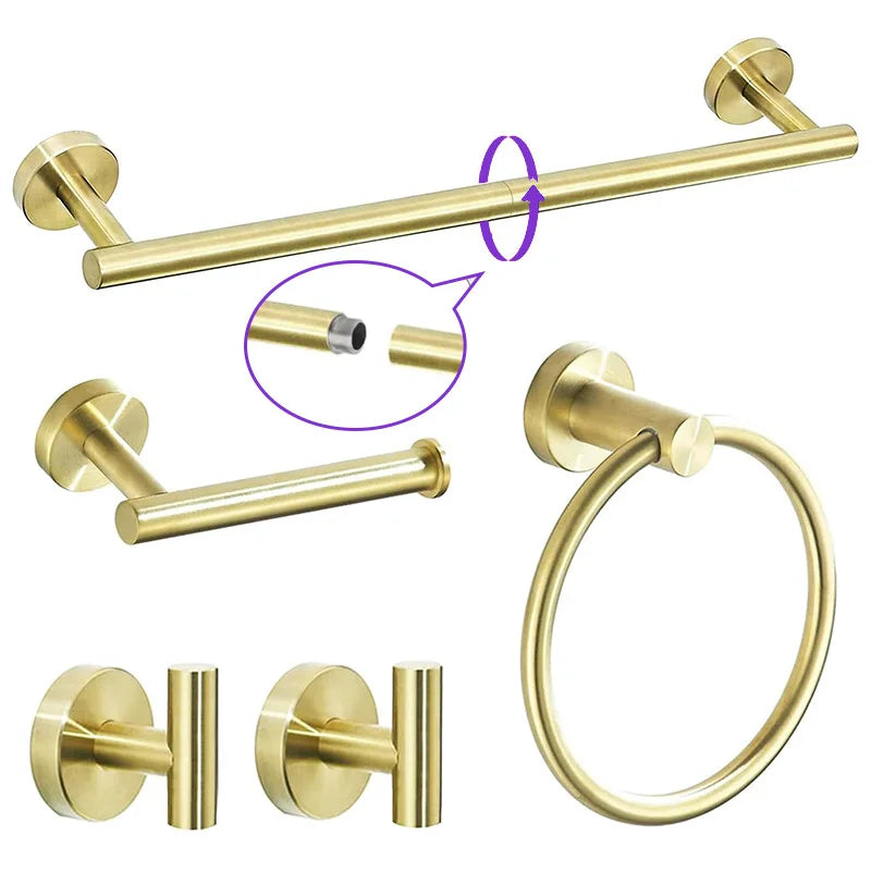 Five Piece Bathroom Accessories Set Stainless Steel Hardware