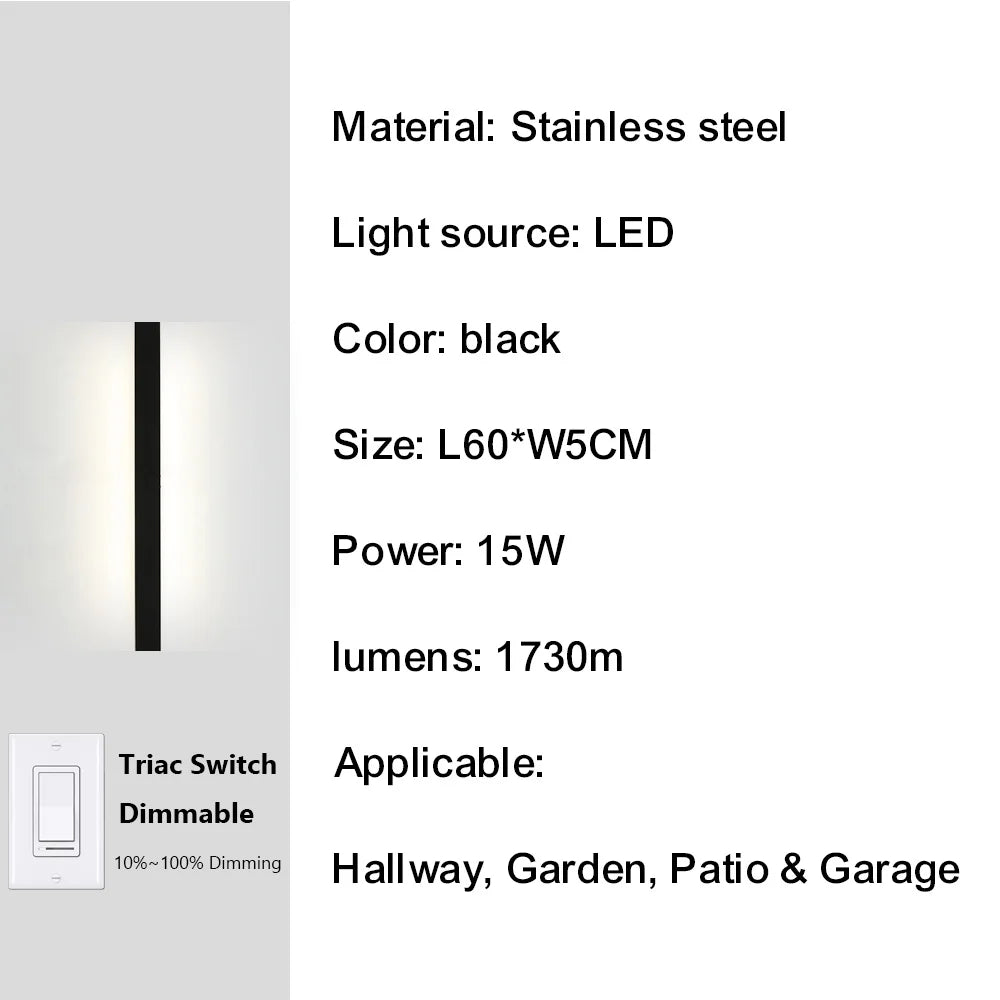 IISINUO Outdoor Porch Wall Light Dimmable Triac IP67 Stainless Steel