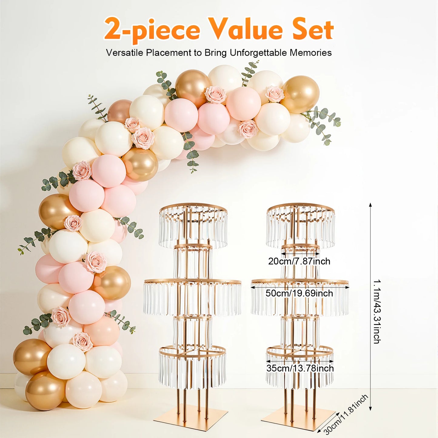 5-Tier Wedding Flower Stand Iron And Acrylic Decor