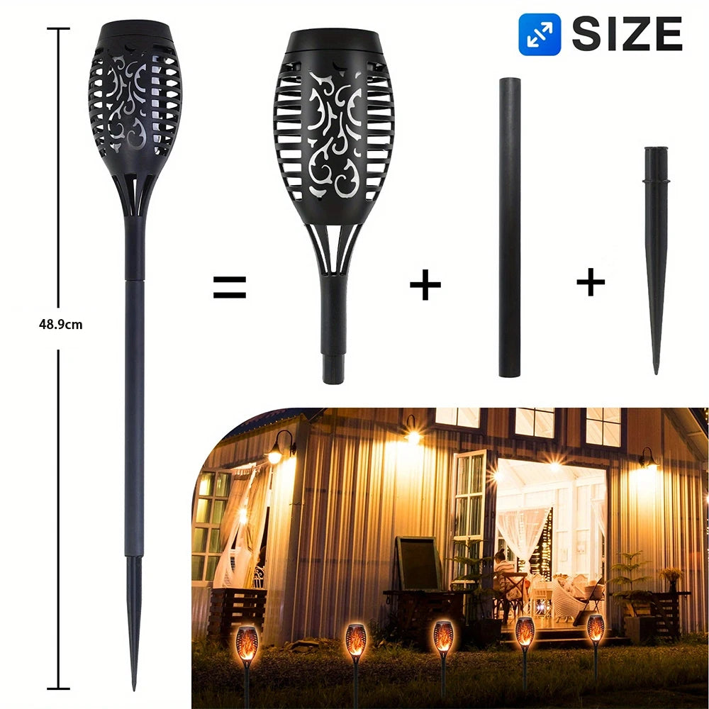 Solar Flickering Flame LED Lights Outdoor Pathway Garden Torch