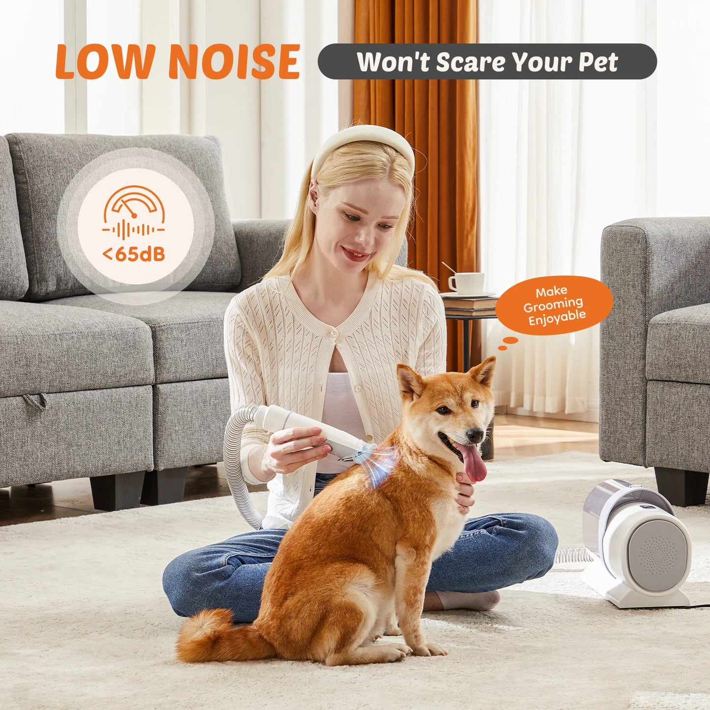 JHK 2.5L Professional Pet Grooming Vacuum Kit With Suction Modes