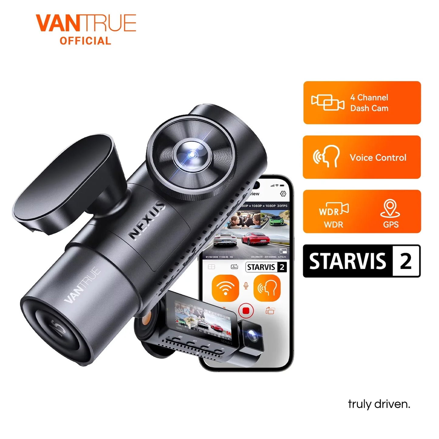 Vantrue N5 Dash Cam 4 Channel WiFi 360 NightVision GPS
