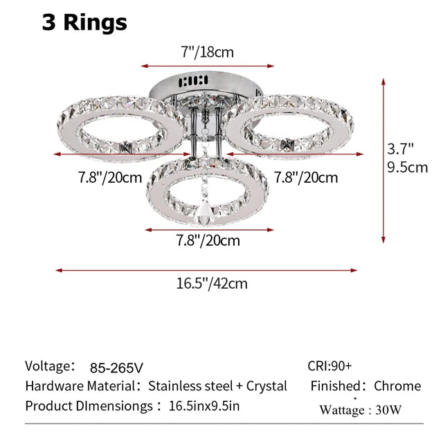 GreeLustr Modern Crystal Ring Pendant Light Fixture Ceiling Lamp