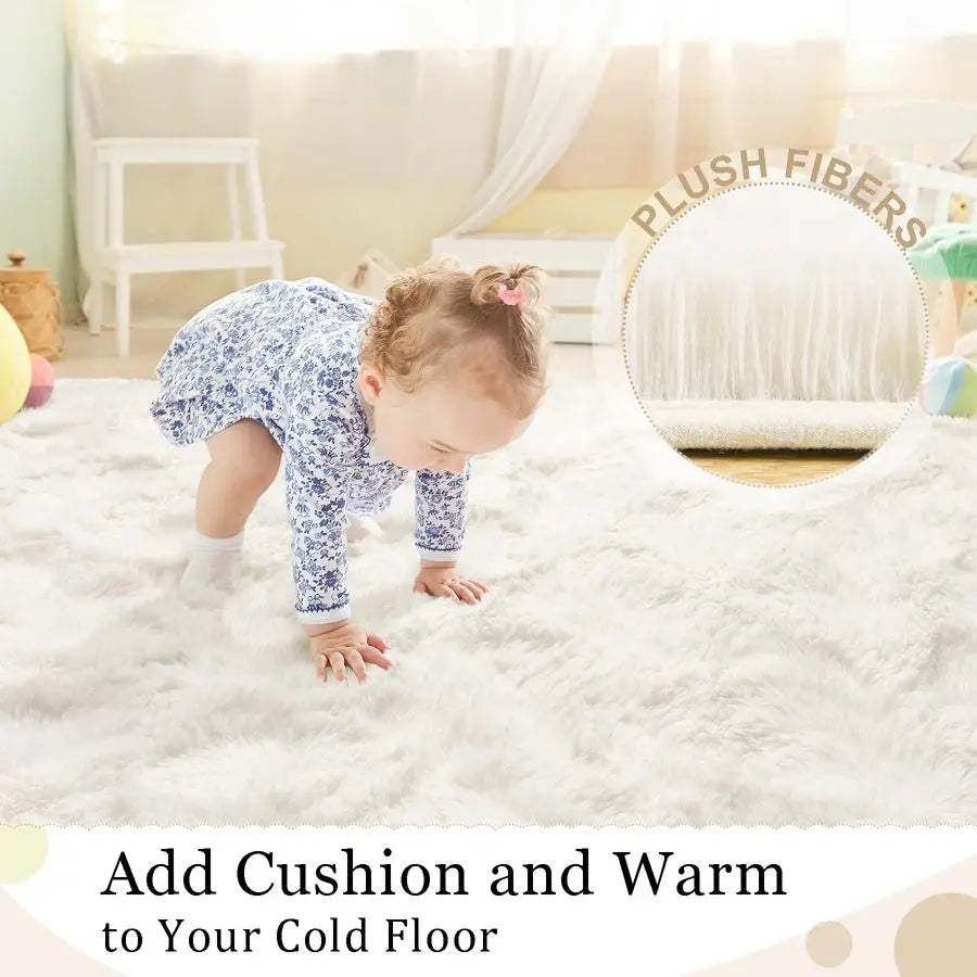 Fluffy Living Room Rug Washable Large Area Rug for Home