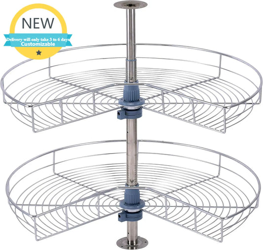 Base Corner Cabinet Kidney Shape Lazy Susan 270 Degree Two Shelves