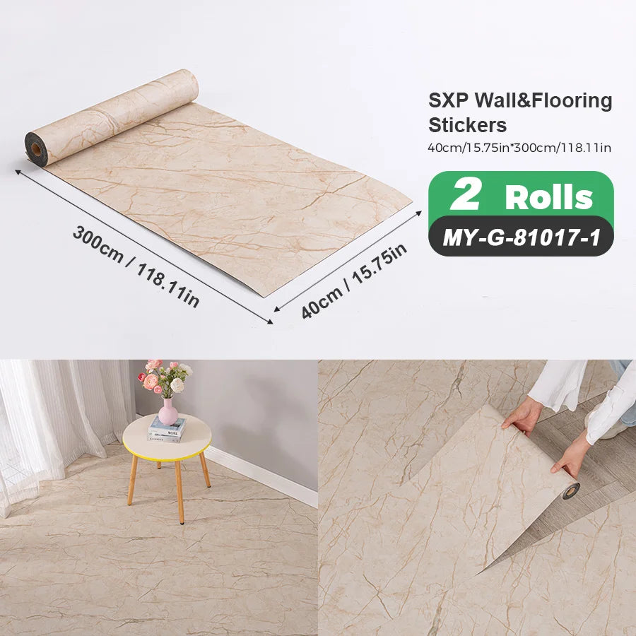 Self-Adhesive Wall and Floor Sticker Wood Grain Marble Design Wallpaper