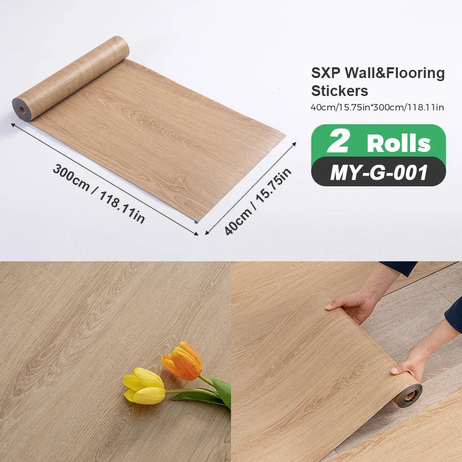 Self-Adhesive Wall and Floor Sticker Wood Grain Marble Design Wallpaper