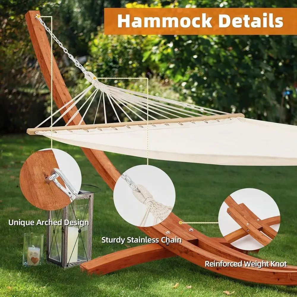 Heavy Duty 2 Person Hammock With Wooden Garden Stand