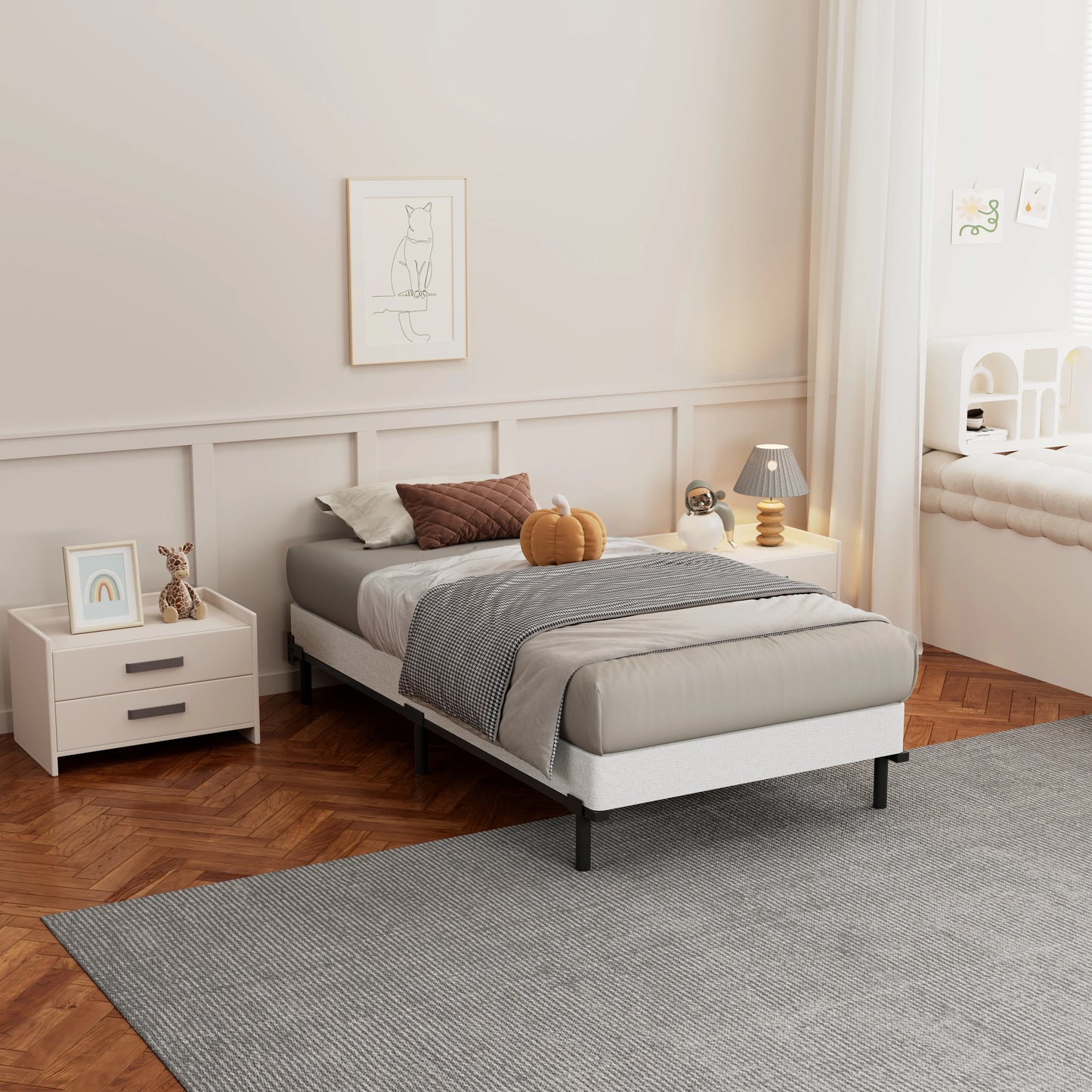 AROMUSTIME Platform Bed Frame Heavy Duty Metal Foundation Easy Assembly