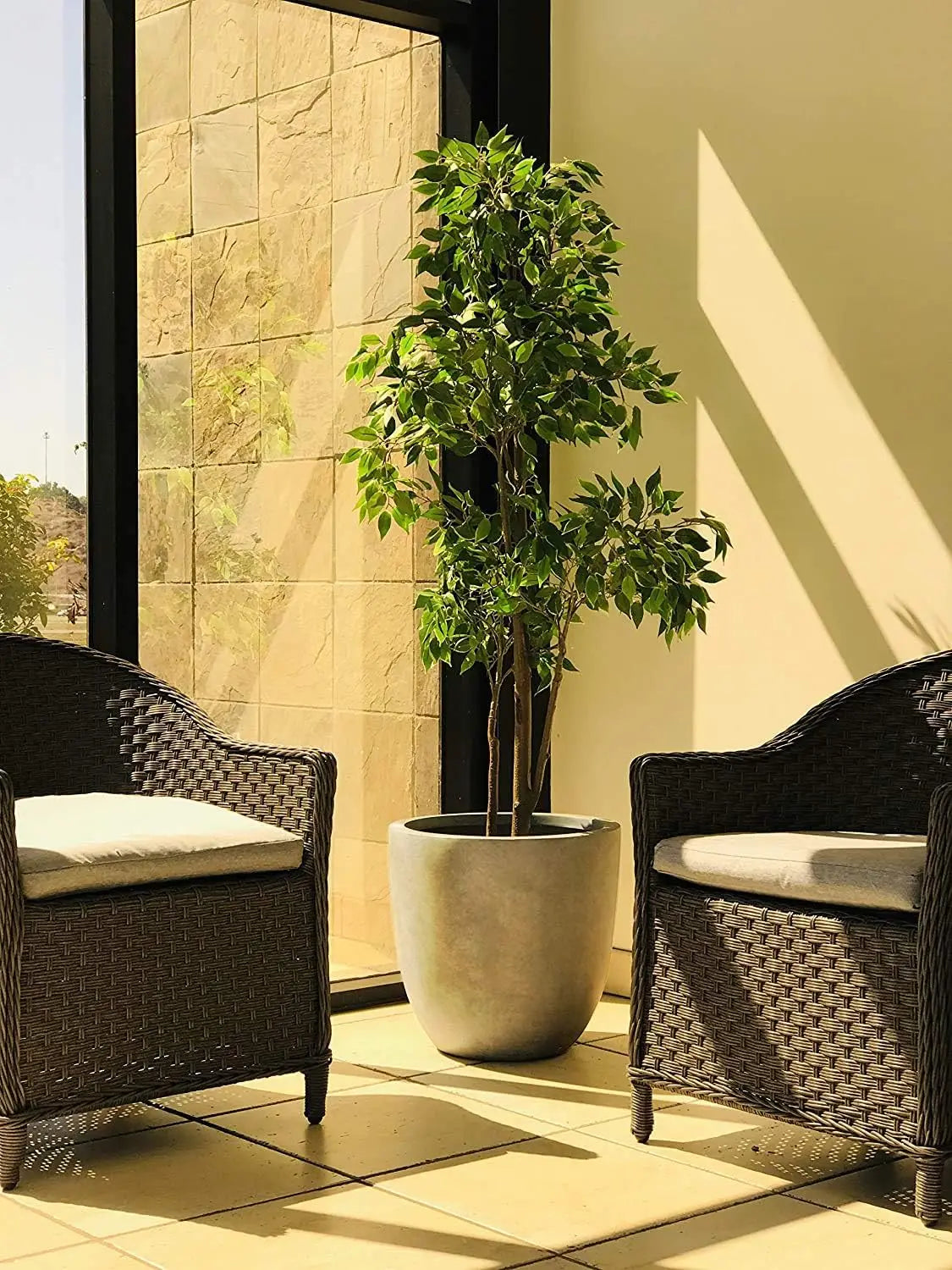 Round Concrete Planter With Drainage Hole For Indoor Outdoor Use