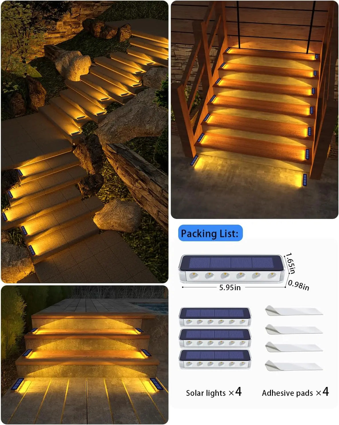 Solar LED Step Lights IP68 Waterproof For Outdoor Pathway Use
