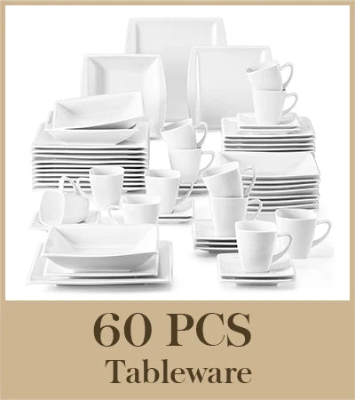 MALACASA Porcelain Dinnerware Set Service For 12 Elegant Everyday