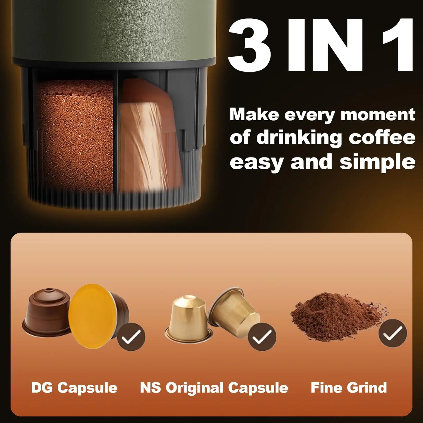 Portable Stainless Steel Self Heating Espresso Maker For Travel