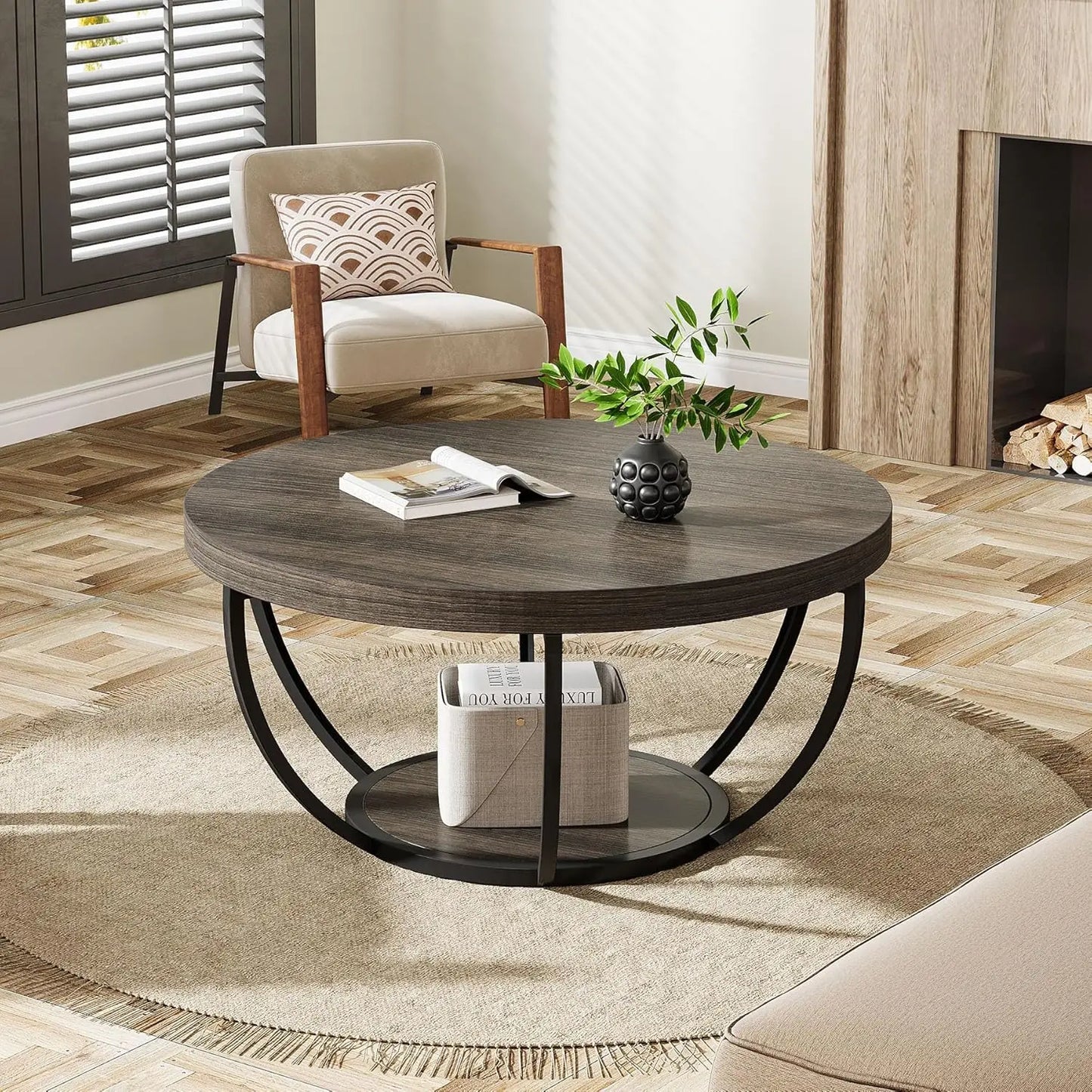 Little Tree Marble Coffee Table With Metal Legs Open Storage