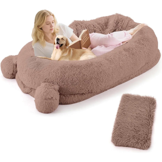 HiMISS Human Dog Bed With Pockets And Removable Cover
