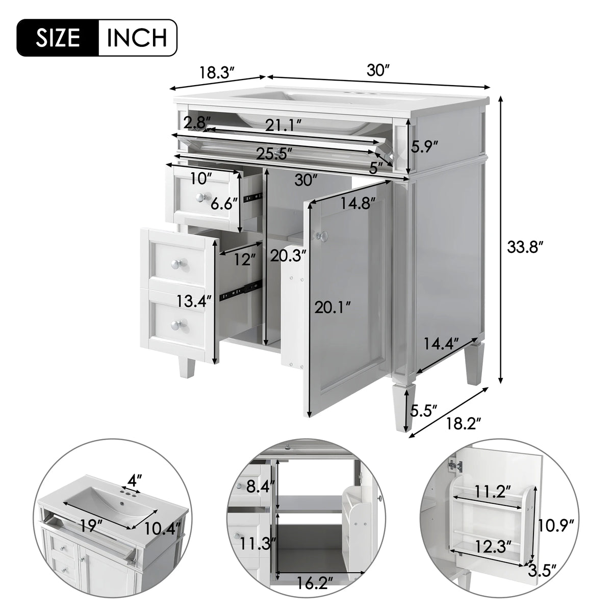 Modern Bathroom Vanity With Sink Freestanding Cabinet With Drawers