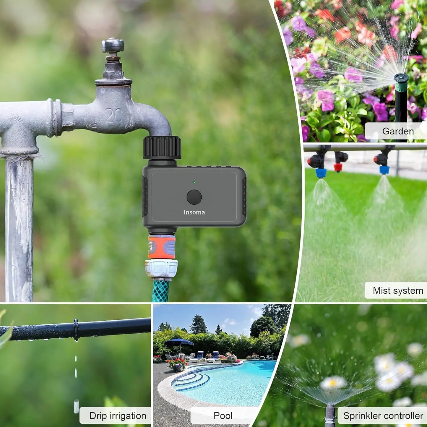 INSOMA WiFi Automatic Sprinkler Timer for Garden Alexa