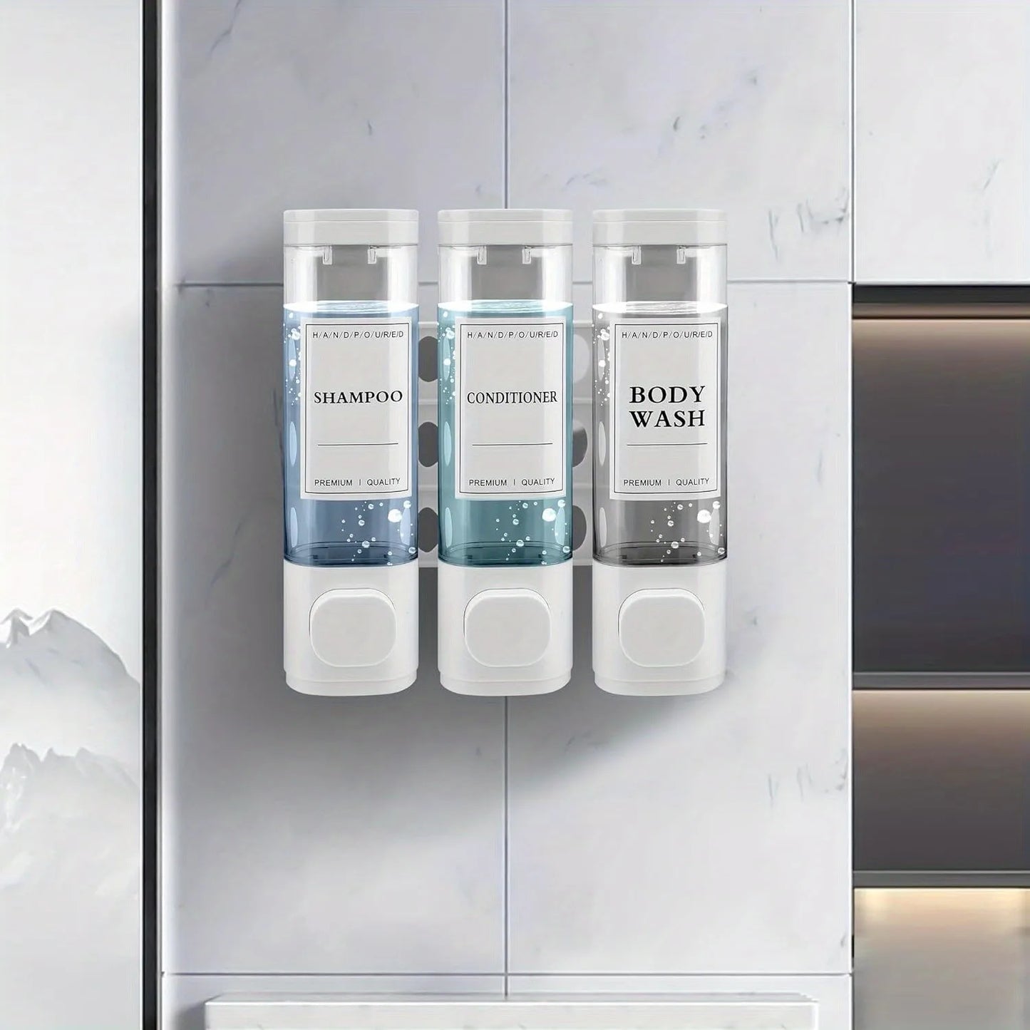 Wall-Mounted Soap and Shower Gel Dispenser, 3-in-1 Shampoo Conditioner