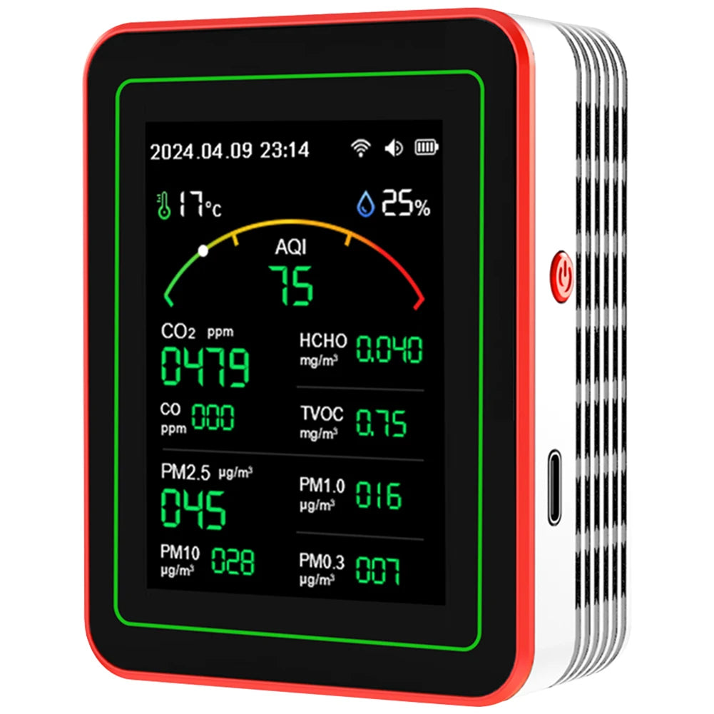 WiFi 15 In 1 Air Quality Detector Indoor Monitor APP Control AQI PM2 5 PM10 CO2