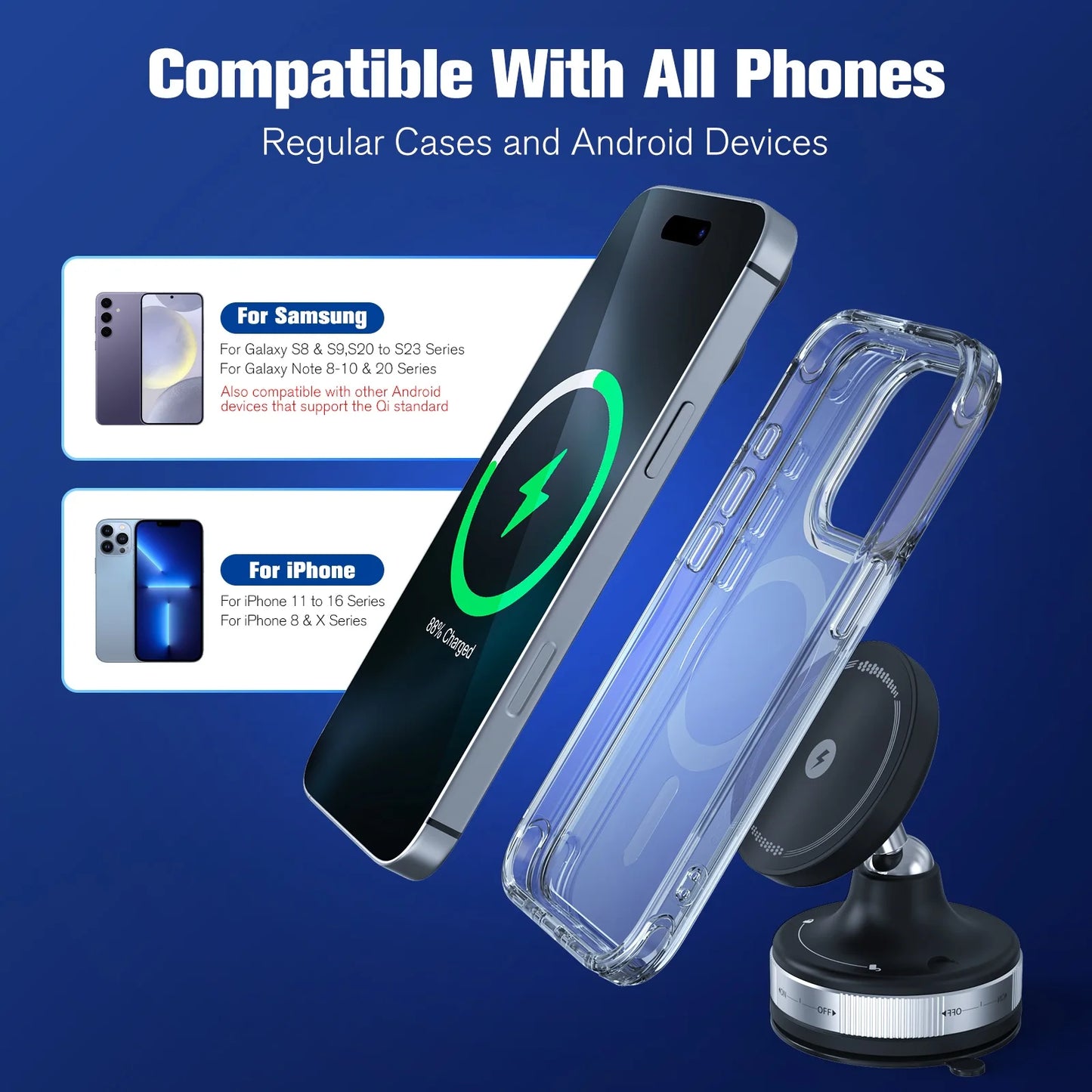 Magnetic Car Wireless Charger Holder 15W Fast Charge