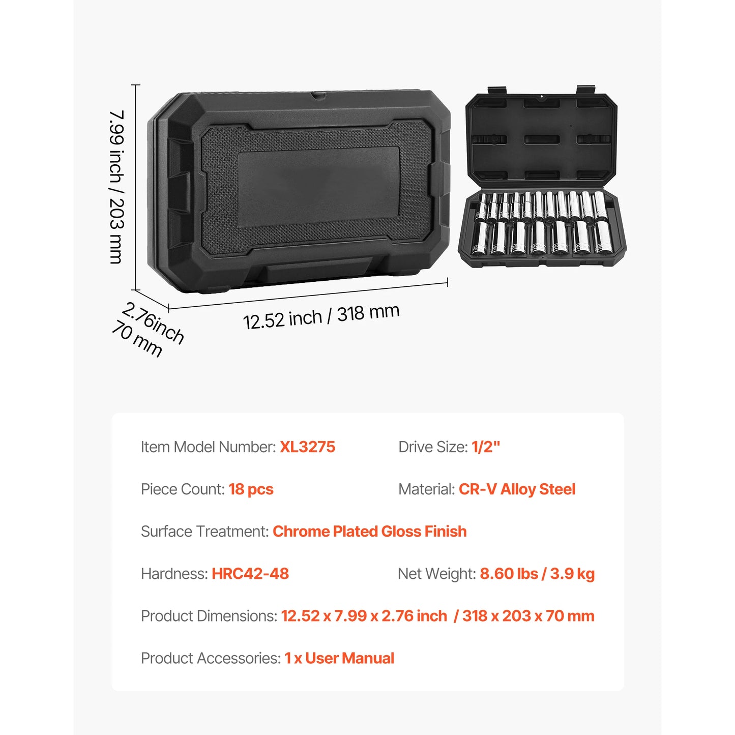 SucceBuy 86 Piece Socket Set With Ratchet Wrench SAE Metric