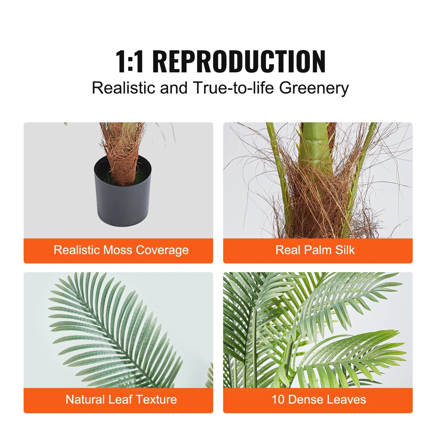 SucceBuy Artificial Palm Tree Low Maintenance Faux Plant With Tilt Protection