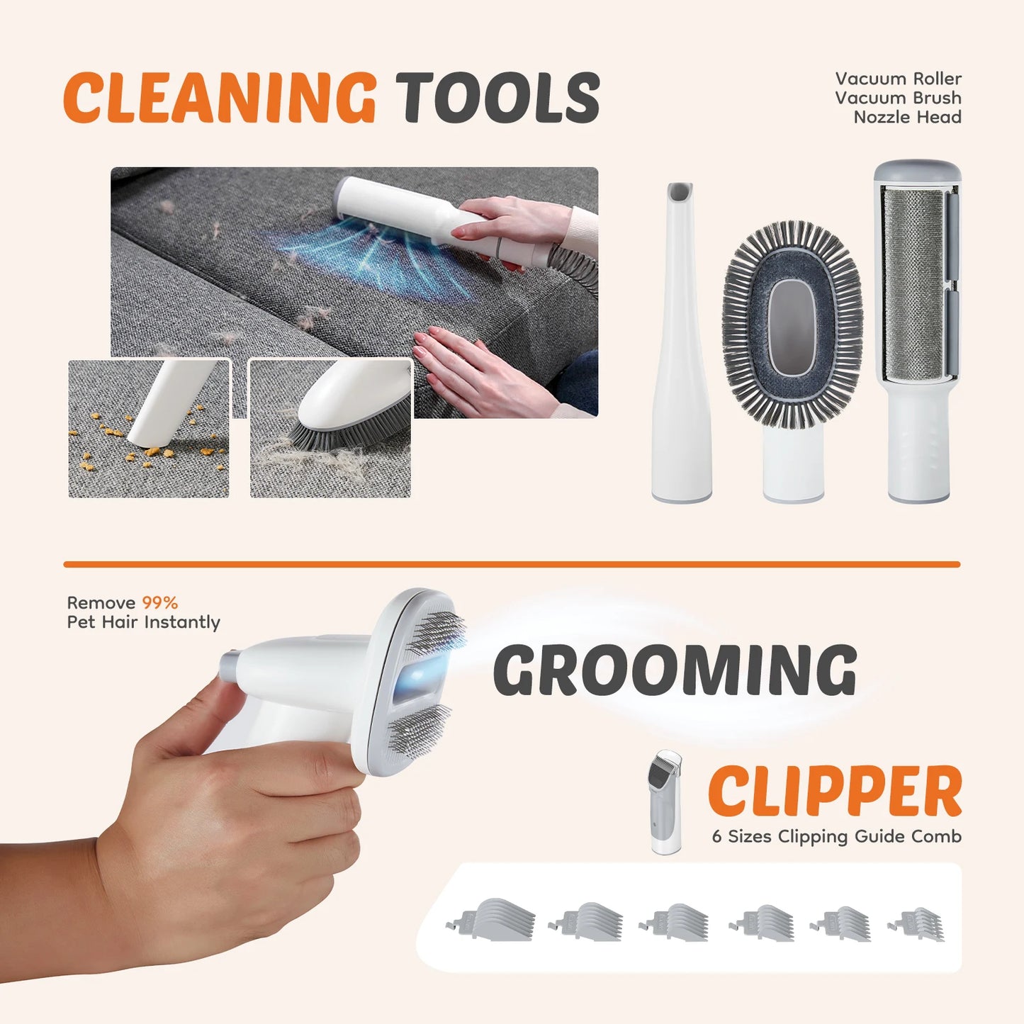 JHK 2.5L Professional Pet Grooming Vacuum Kit With Suction Modes