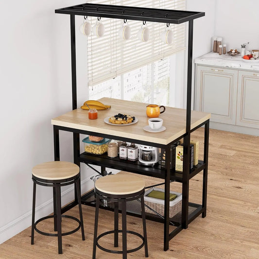 HiMISS Kitchen Island Bakers Rack And Microwave Storage Stand