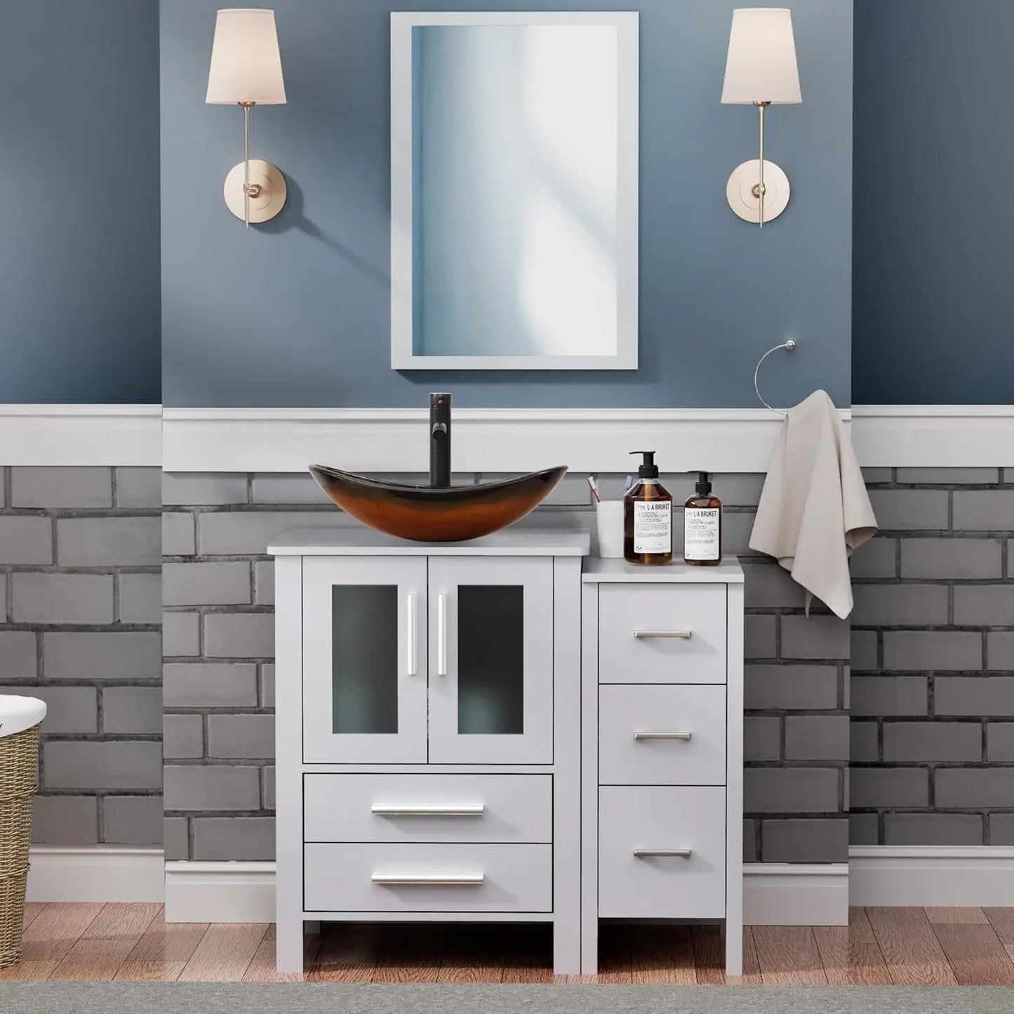 XIAOLANG Modern Bathroom Vanity Cabinet With Vessel Sink