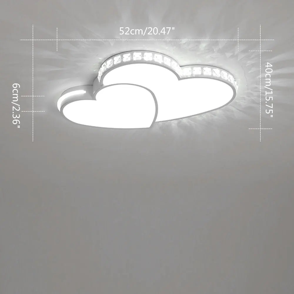 Crystal Heart Ceiling Light Fixture for Kids Bedroom Living Room