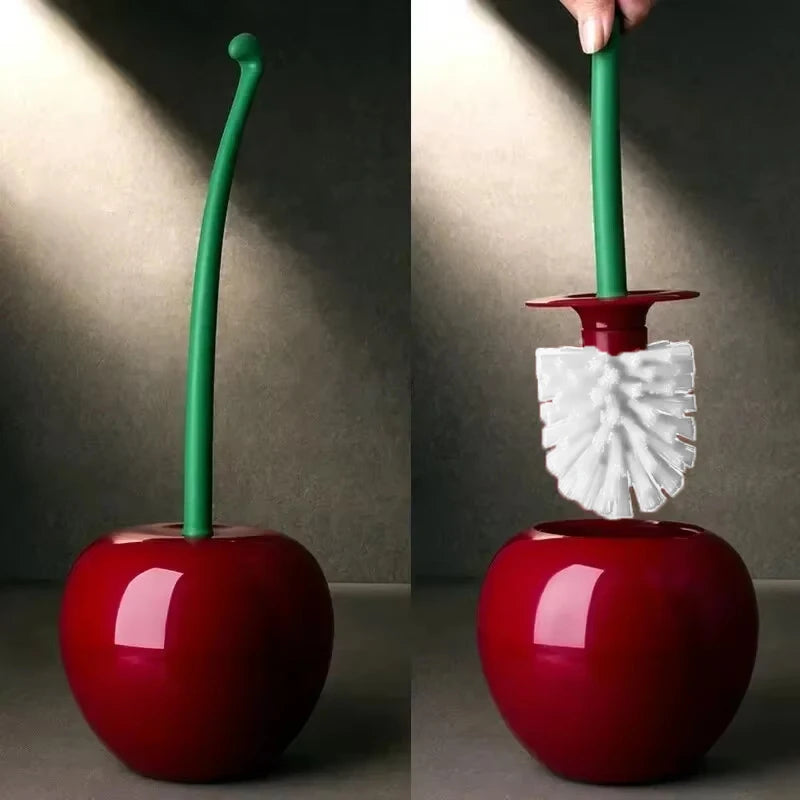 Creative Cherry Shape Toilet Brush Holder Set For Bathroom