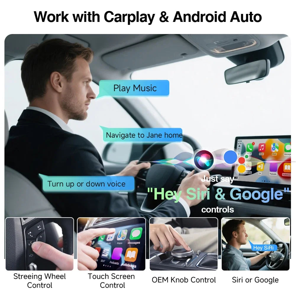 MOJOYCE 2in1 Wireless CarPlay Android Auto Adapter