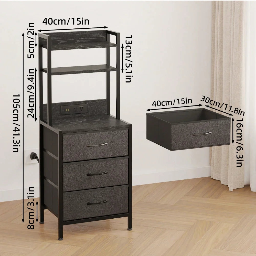 Tomnk Modern Office Side Table With LED Light And USB