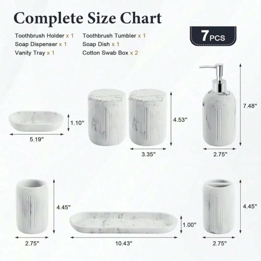Resin Bathroom Set Toothbrush Holder Soap Dispenser Qtip Holder Tumbler