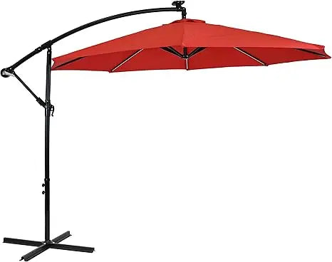 Solar Cantilever Patio Umbrella With LED Lights