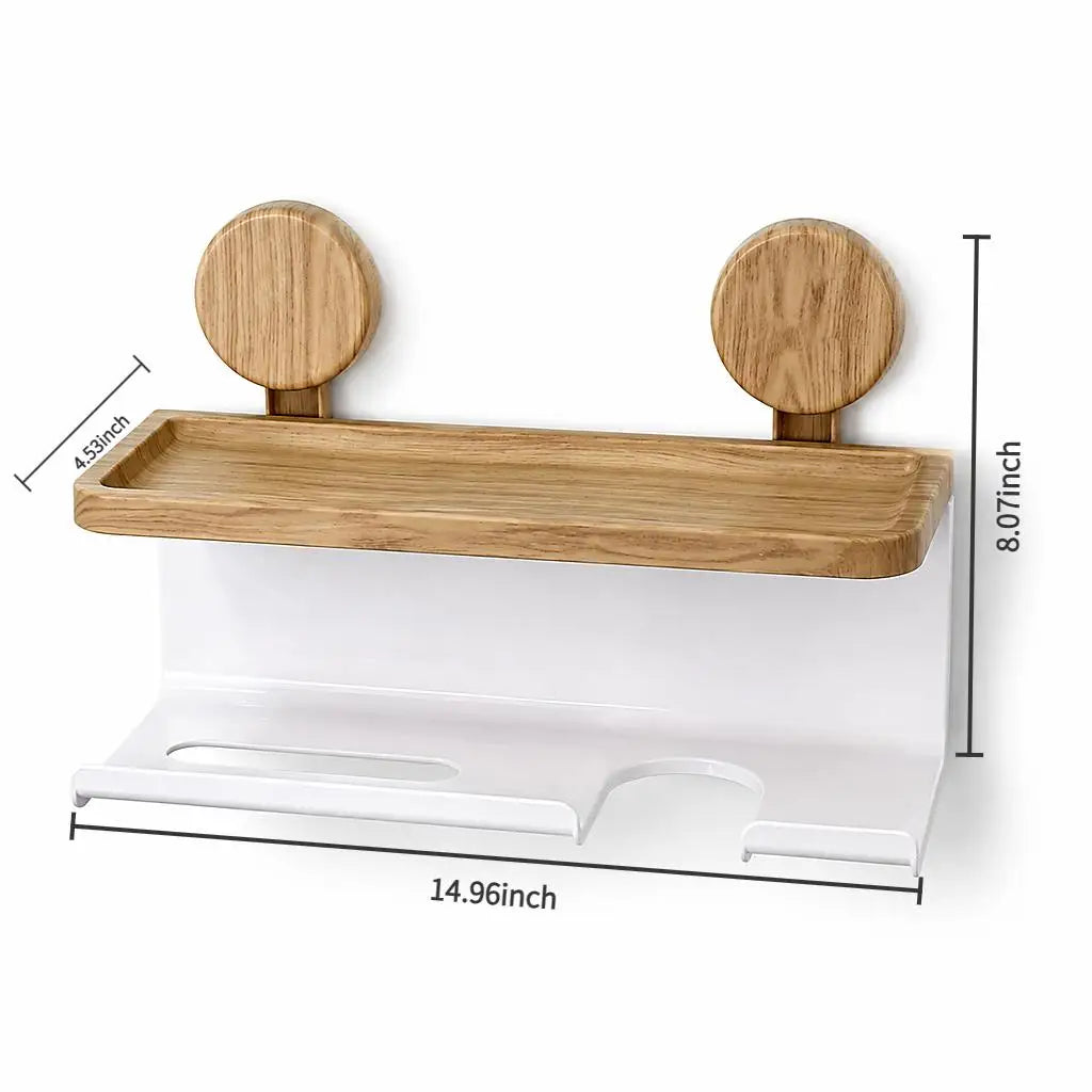 Bathroom Wall Organizer Toilet Paper Holder Shelf Hairdryer Storage Rack