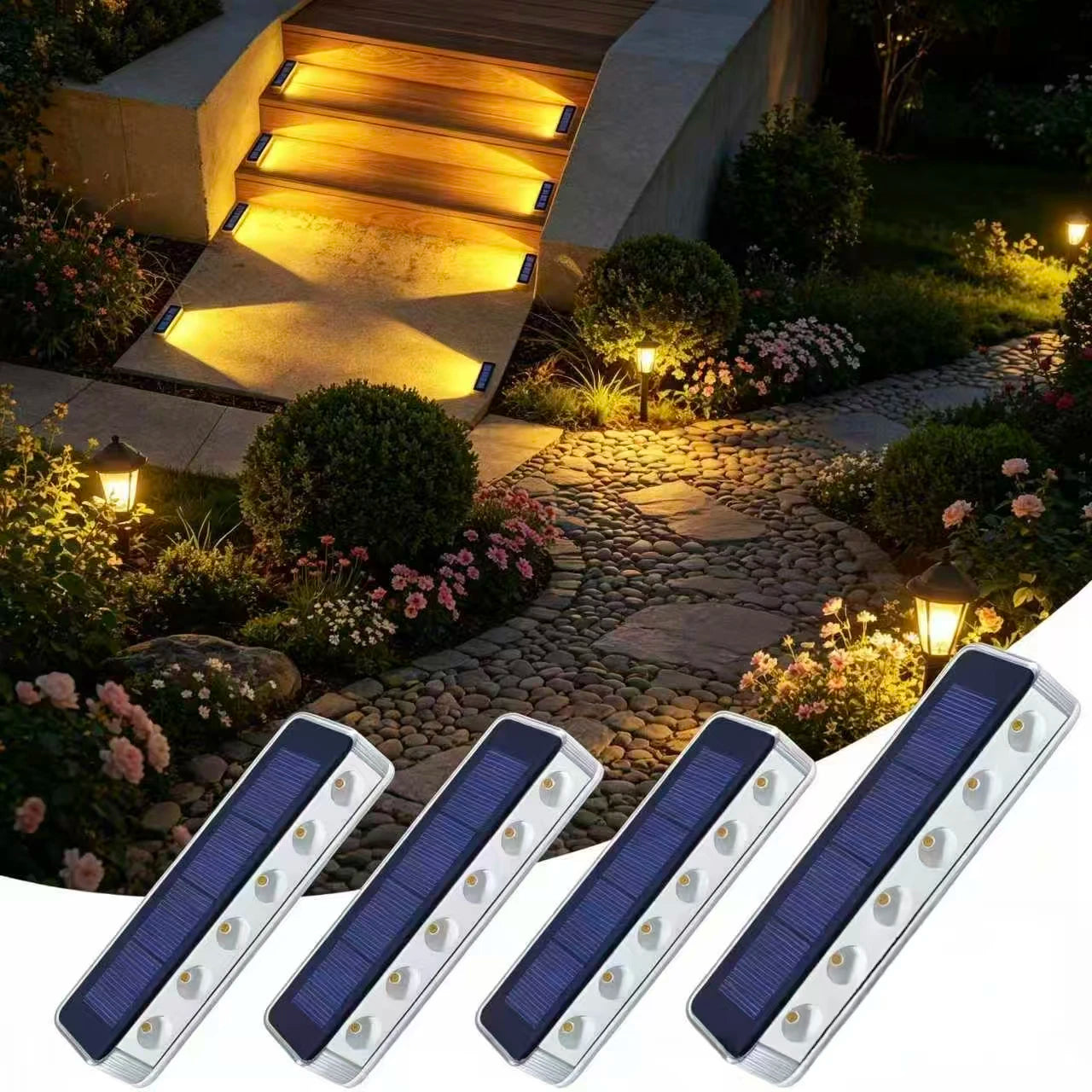 Solar LED Step Lights IP68 Waterproof For Outdoor Pathway Use