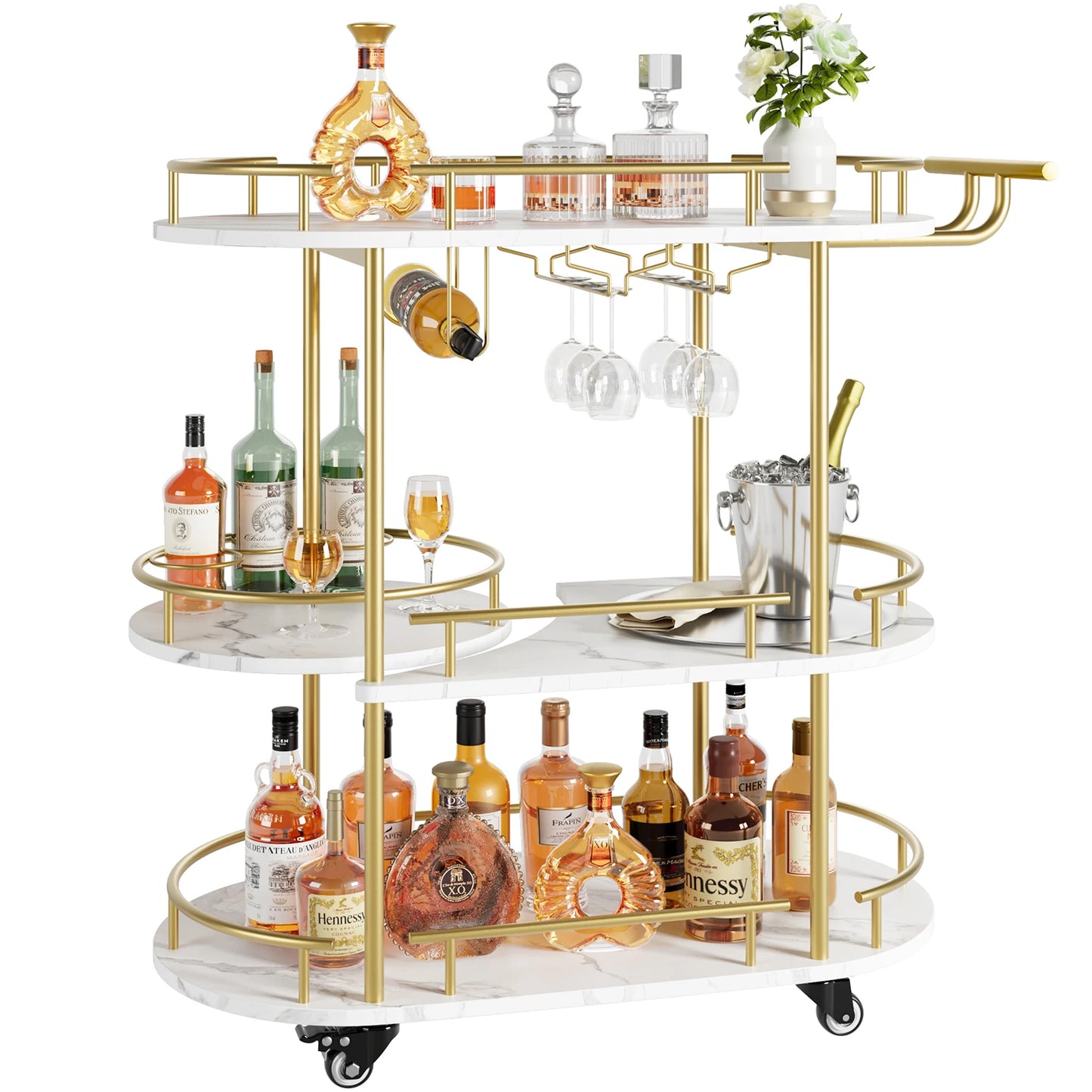 TWISTER.CK Bar Cart With 4-Tier Storage On Wheels Wine Rack