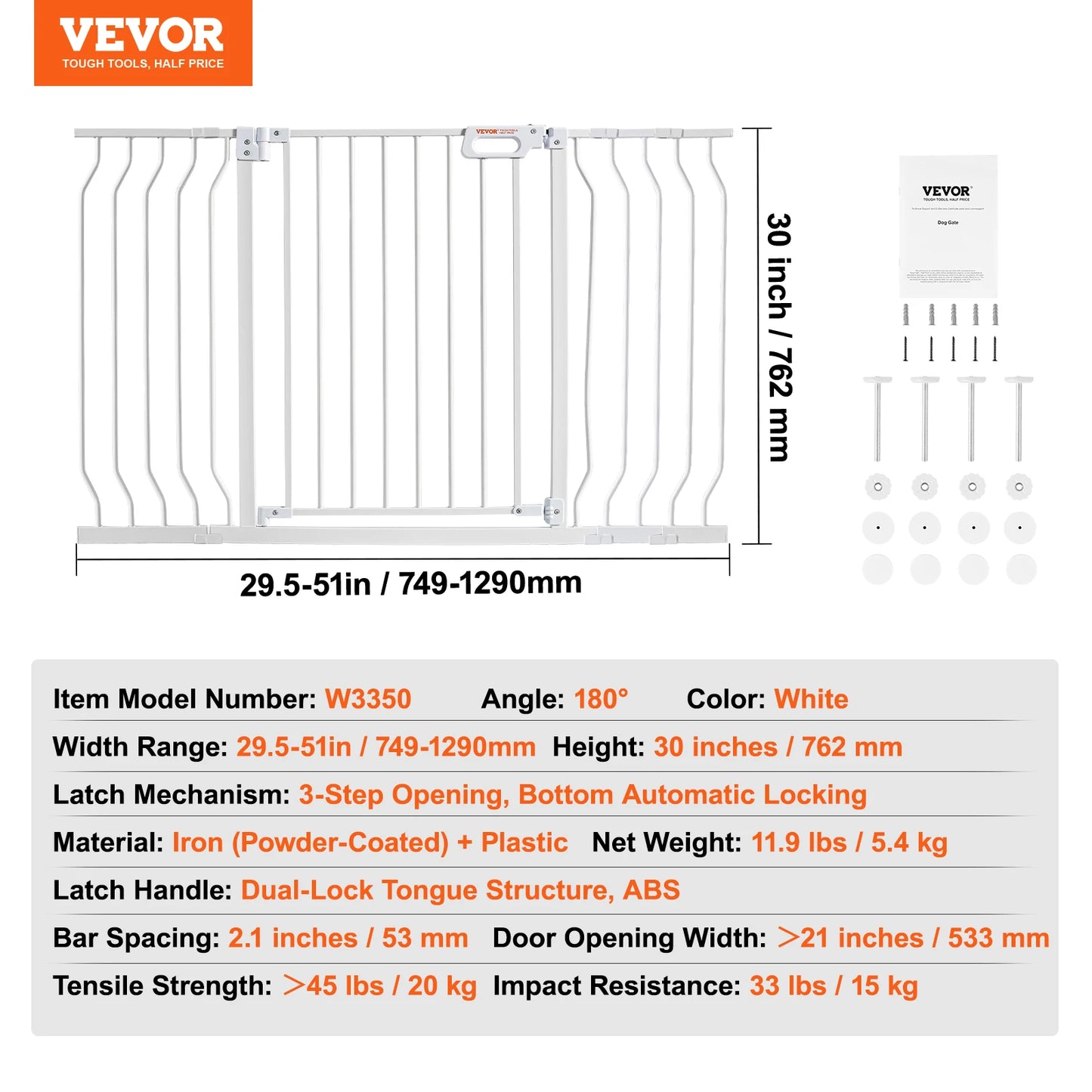 SucceBuy Baby Gate Pressure Mount Walk Through For Kids Pets