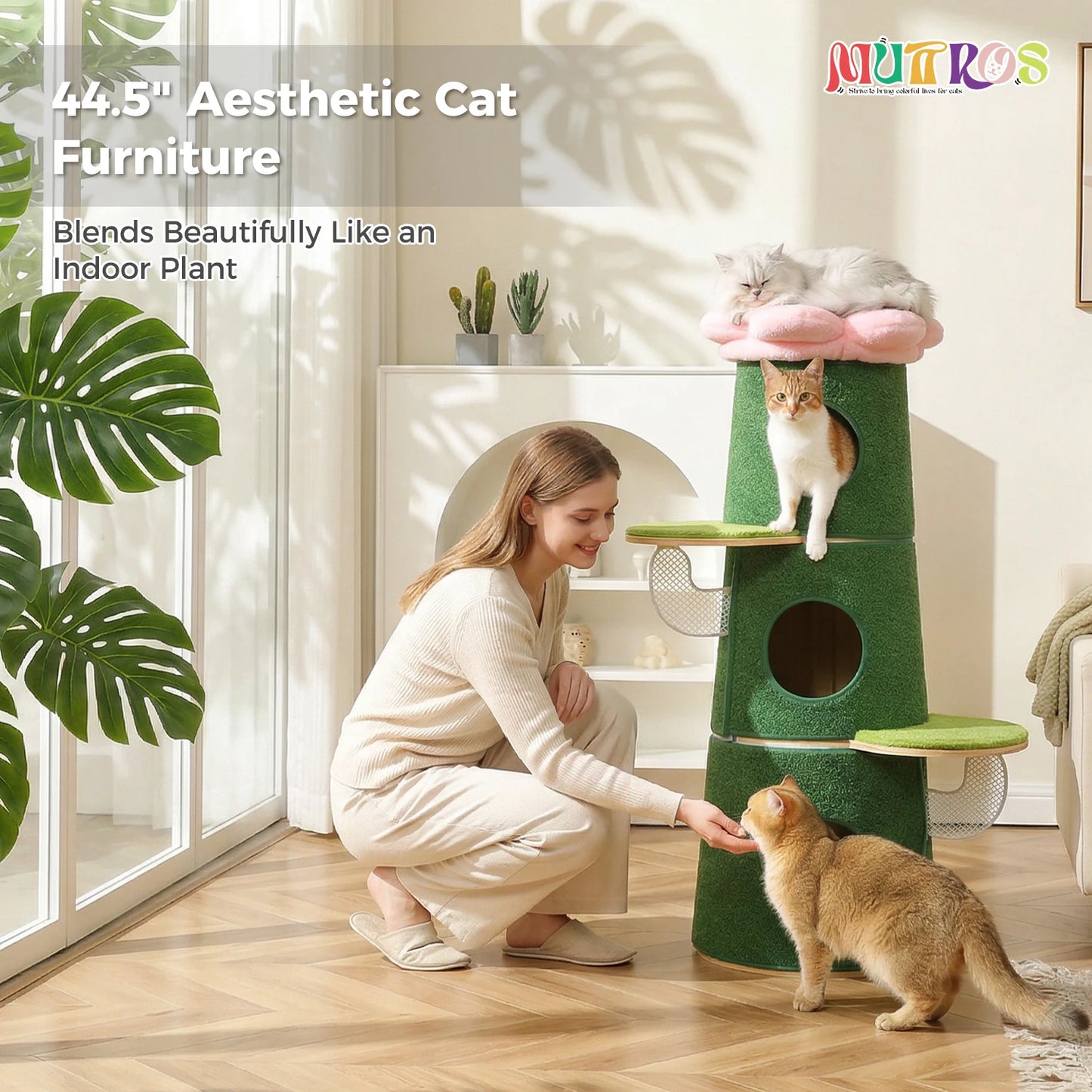 PAWZ Road Modern Cat Tree With Condos Multi Level Indoor Cat Furniture