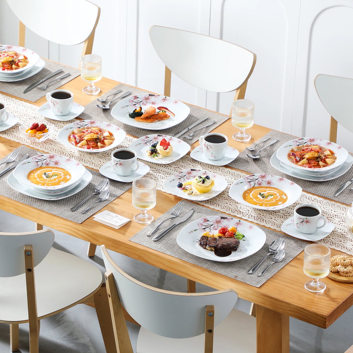 MALACASA Annie Porcelain Dinnerware Set 30 Piece Service For Six
