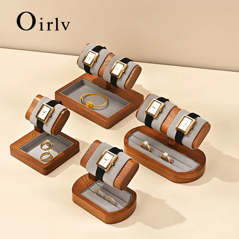 Oirlv Wooden Watch Display Stand And Jewelry Organizer Rack