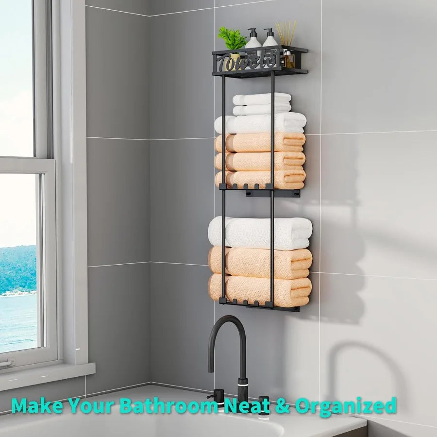 XIUWO Three Tier Over Door Towel Rack Bathroom Storage Organizer