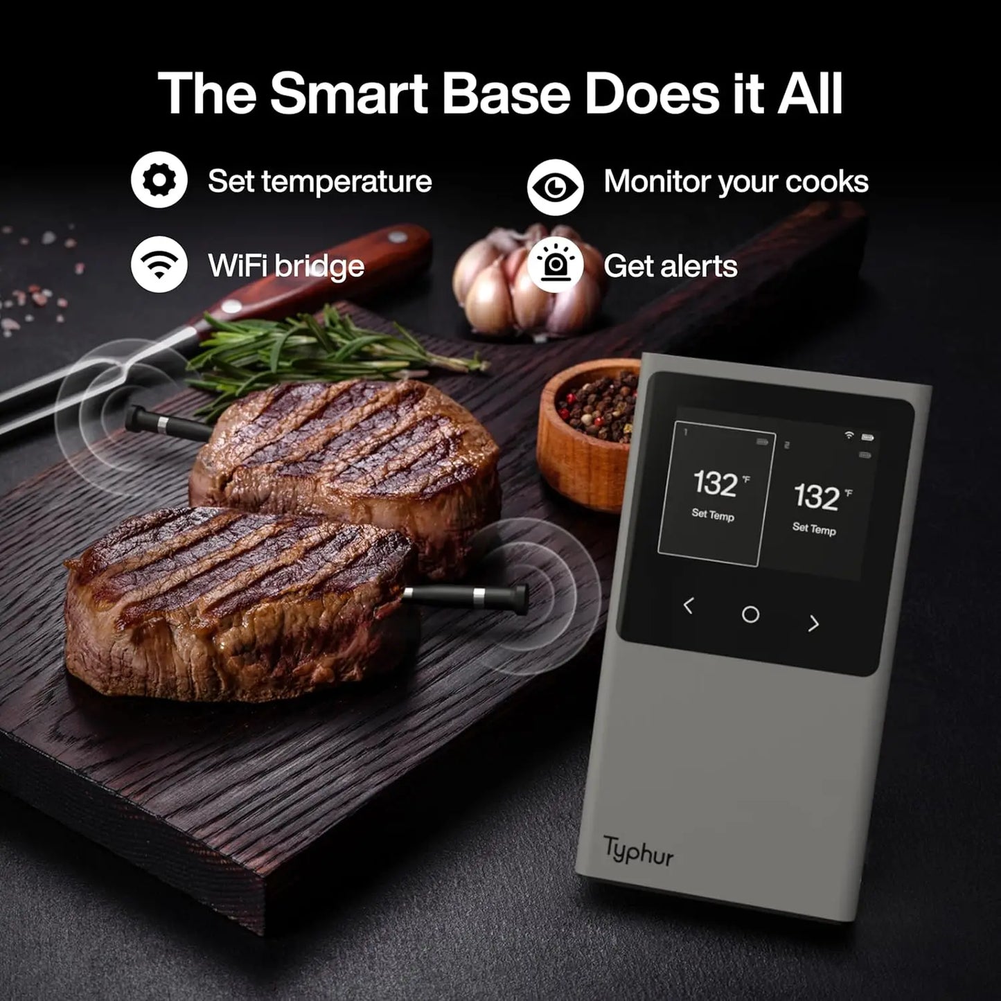 XMSJ WiFi Meat Thermometer With Two Probes And Bluetooth
