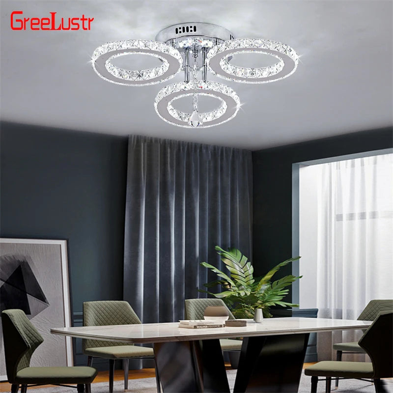 GreeLustr Modern Crystal Ring Pendant Light Fixture Ceiling Lamp